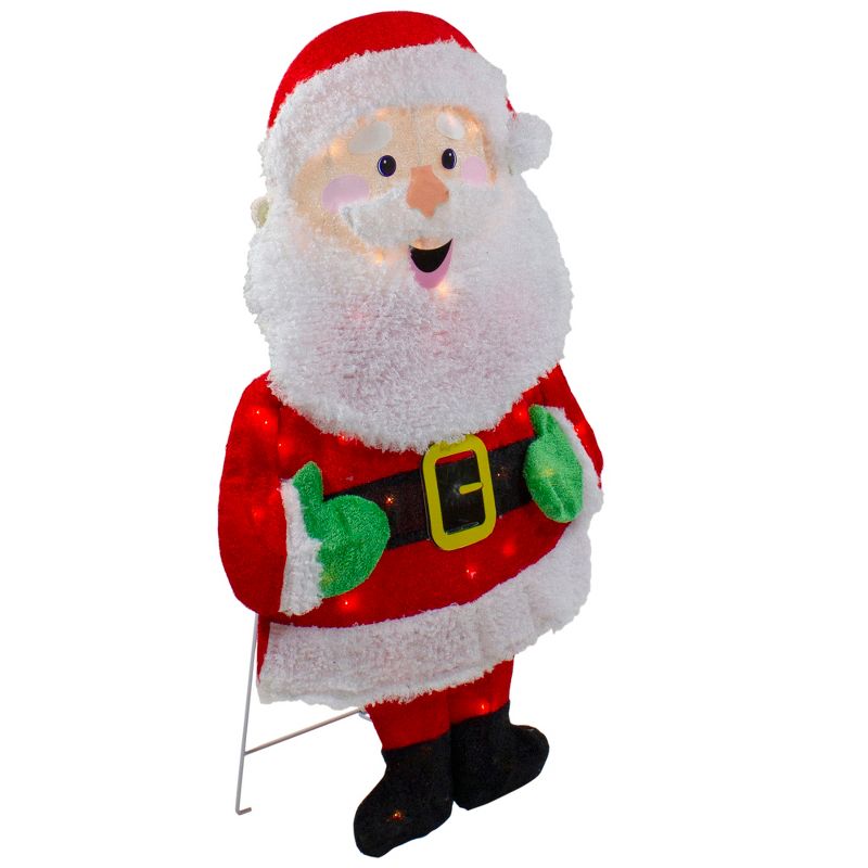 Northlight 32" Lighted 2D Chenille Santa Outdoor Christmas Decoration, 4 of 7