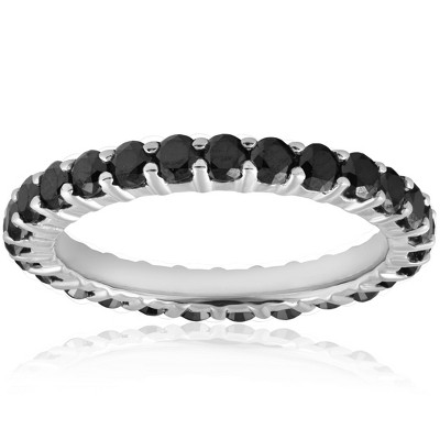  Pompeii3 1 1/2ct Black Diamond Eternity Ring 14K White Gold - Size 4 