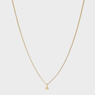 14K Gold Plated Small Polished Initial Pendant Necklace - A New Day™ Gold