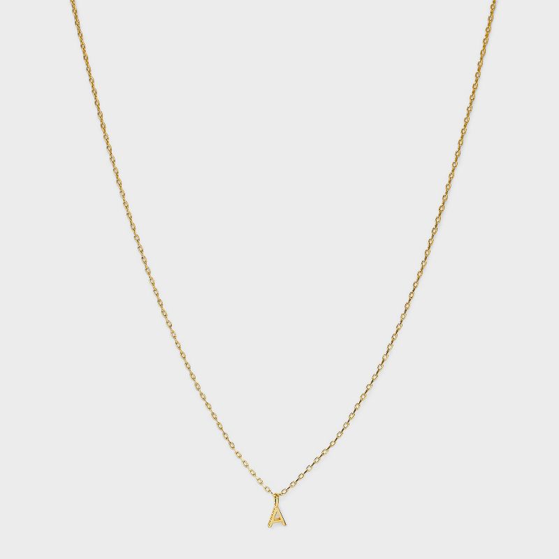 14K Gold Plated Small Polished Initial Pendant Necklace - A New Day™ Gold, 1 of 6
