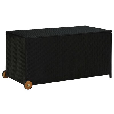 VidaXL Patio Storage Box Black 47.2"x25.6"x24" Poly Rattan