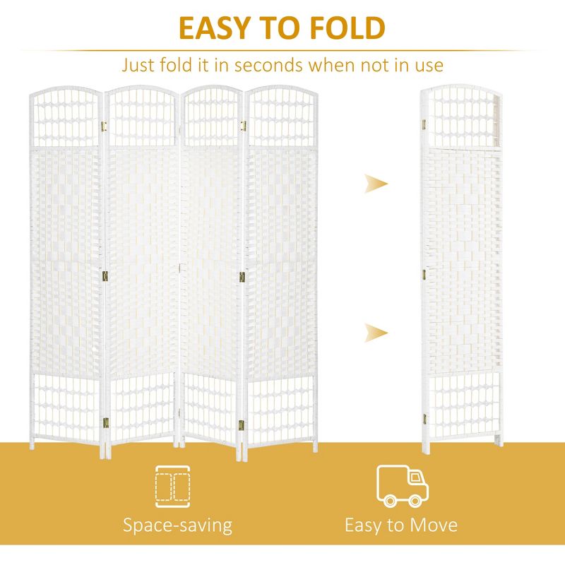 3 or 4 Panel Indoor Room Divider,Folding Privacy Screen,5.6" Room Separator,Wave Fiber Freestanding Partition Wall Divider for Home-The Pop Home, 5 of 9