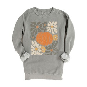 Simply Sage Market Women's  Garment Dyed Graphic Sweatshirt Retro Fall Flowers - 1 of 4
