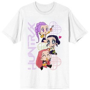 KPop Demon Hunters Huntrix Kawaii on White Short Sleeve Adult T Shirt - 1 of 4