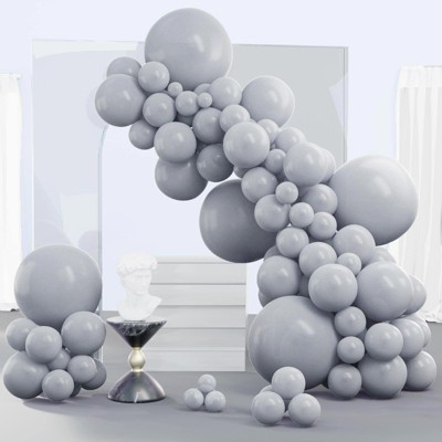 PartyWoo Balloons Gray Matte 18 12 10 5 Inch 140 pcs