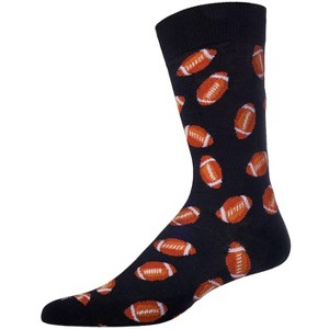 Memoi Men's "Football Fan" Rayon from Bamboo Blend Novelty Crew Socks - 1 of 4