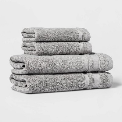 4pc Performance Hand Towel/Washcloth Set Gray - Threshold™