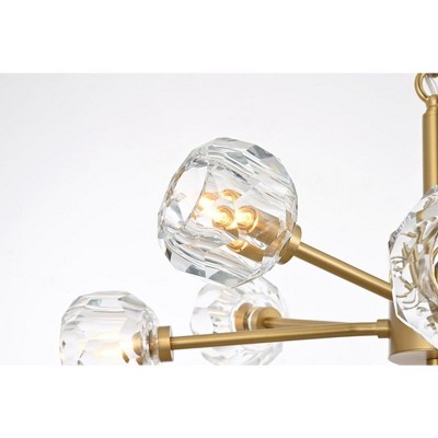 Modern Gold 8-Light Pendant with Clear Crystal Balls