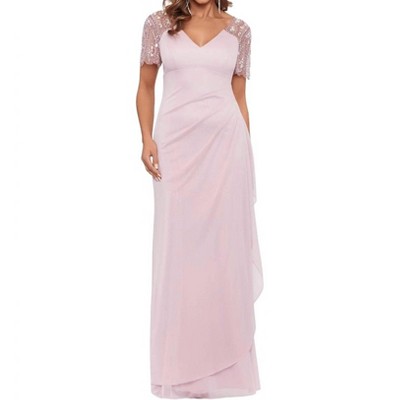Women's Lana Long V-neck Beaded Flutter Sleeve Dress - Xscape
