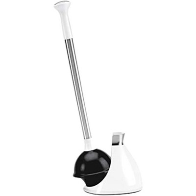 Stainless Steel Toilet Brush with Caddy - Durable, Rust-Resistant Construction and Modern White Finish for a Stylish Bathroom