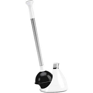 Stainless Steel Toilet Brush with Caddy - Durable, Rust-Resistant Construction and Modern White Finish for a Stylish Bathroom - 1 of 4