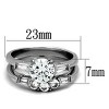 Slickblue Women’s CZ Ring Set, Silver, 7mm Round Center, Baguette Side Stones, Polished Stainless Steel, Sizes 5-10 - 2 of 4