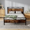 Bed Frame with Headboard, Industrial Platform Bed Frame with 14 Strong Metal Slats Support, 11'' Under-Bed Storage, No Noise, Easy Assembly - 2 of 4