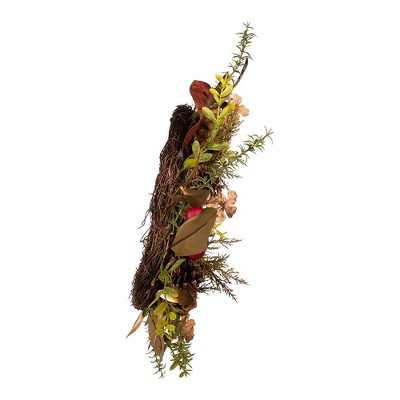 Festive Pinecone and Berry 18" Artificial Rattan Christmas Wreath