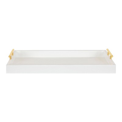 Lipton Sleek White and Gold Rectangular Wood Decorative Tray