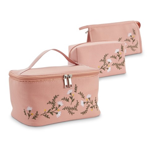 flydende Spekulerer rådgive 3 Piece Cotton Small Makeup Bag For Purse, Floral Travel Organizer Set For  Toiletries (pink) : Target