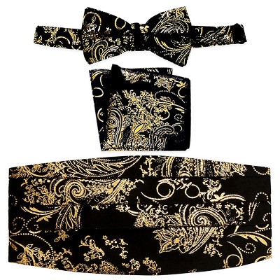 Gioberti Men's Adjustable Satin and Paisley Cummerbund Set
