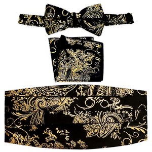 Gioberti Men's Adjustable Satin and Paisley Cummerbund Set - 1 of 3