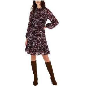 Taylor Womens Mock Neck Smock Floral Blouson Dress - 1 of 1