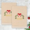 Linum Home Textiles Christmas MISTLETOE PAIX & JOIE - Embroidered Luxury 100% Turkish Cotton Hand Towels - 2 of 4