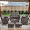 Belord 43" Propane Fire Pit Table Set Patio Furniture Set with Glider Loveseat, Brown Wicker Deep Seating Patio Swivel Rocker Glider Chairs - 3 of 4