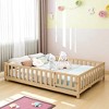Mshliw Full Size Montessori Floor Bed with Fence and Door, Wooden Platform Bed Frame with Slats for Kids and Toddlers Bedroom - 2 of 4