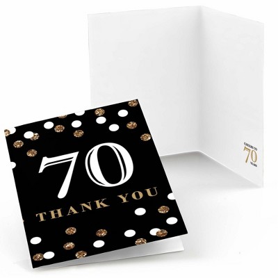 Big Dot of Happiness Adult 70th Birthday - Gold - Birthday Party Thank You Cards (8 count)