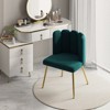 Barbara Contemporary Velvet Vanity Stool for Makeup Room, Moden Accent Side Chairs for Living Room with Shell Back and Golden Metal Legs | ARTFUL LIVING DESIGN - 2 of 4