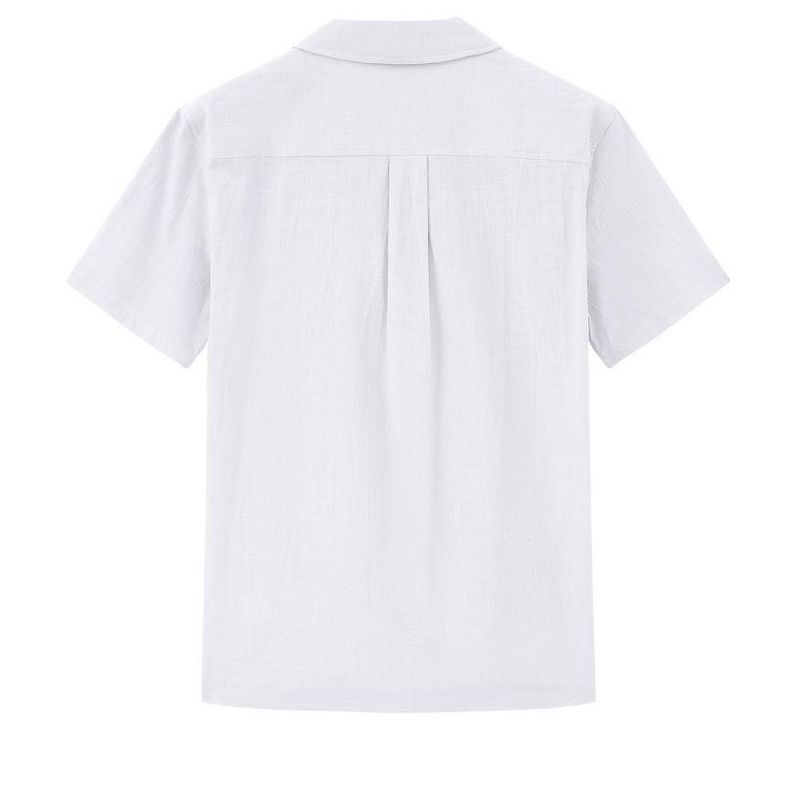 Men's Linen Shirts Short Sleeve Casual Button Down Shirts Lightweight Summer Beach Shirt with Pocket, 2 of 8