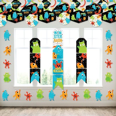 Big Dot of Happiness Monster Bash - Wall and Door Hanging Decor - Little Monster Birthday Party or Baby Shower Room Decoration Kit