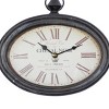 Set of 2 Metal Pocket Watch Style Wall Clocks Cream - Olivia & May: Vintage-Inspired, Oval, Indoor Hanging Timepieces - 3 of 4