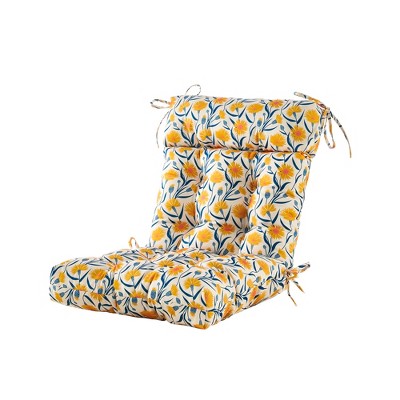ARTPLAN Patio Chair Cushions Combined Seat and Back,Tufted Outdoor Swivel Chair Cushion with Tie,44"x20"x4"，1 Count,Floral