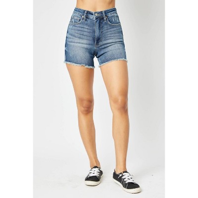 Women's High Waist Tummy Control Fray Hem Shorts - Judy Blue