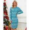 YESFASHION Women's Pullover Christmas Print Casual Button Up Slim Hoodie Dress - 2 of 4