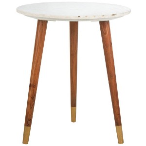 Valerie Marble Accent Table - ACC7202A - White/Brass - Safavieh - 1 of 4
