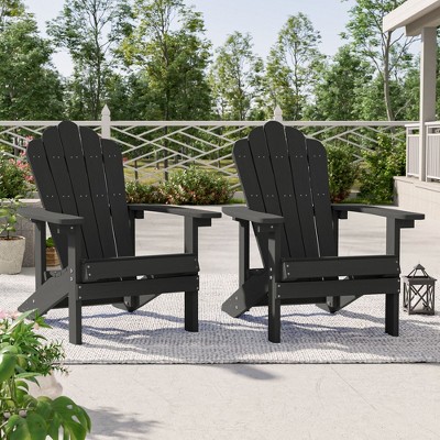 Sonkuki 2-Pack Faux Wood Adirondack Chair with High Back and Wide Seat