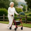 Rhythm Healthcare 4 Wheel Rollator Walker with 12x12" Seat and 6" Wheels, Red - 4 of 4