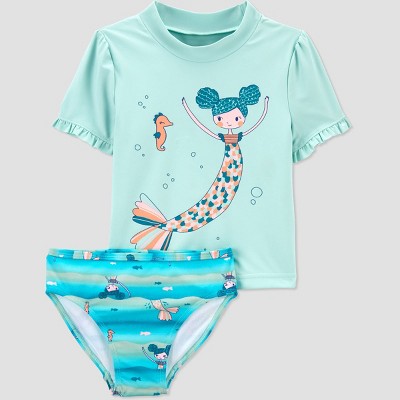 Toddler Girls' Mermaid Short Sleeve Rash Guard Set - Just One You® made by carter's Green 12M