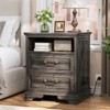 Aheaplus Farmhouse Storage Dresser Set of 2 , Night Stands with Charging Station and Drawer - 2 of 4
