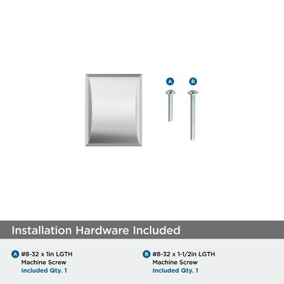 Polished Chrome Rectangular Cabinet Knob with Mounting Hardware