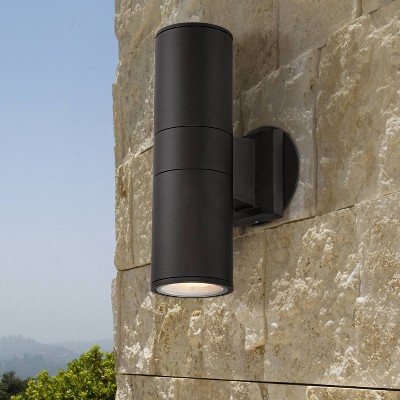 Black Aluminum Dual Up-Down Outdoor Wall Light Set of 2