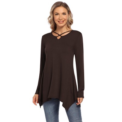 Women's Long Swing Tunic Blouses Long Sleeve Tshirts Casual Flowy Dressy Tops for Leggings Blouse