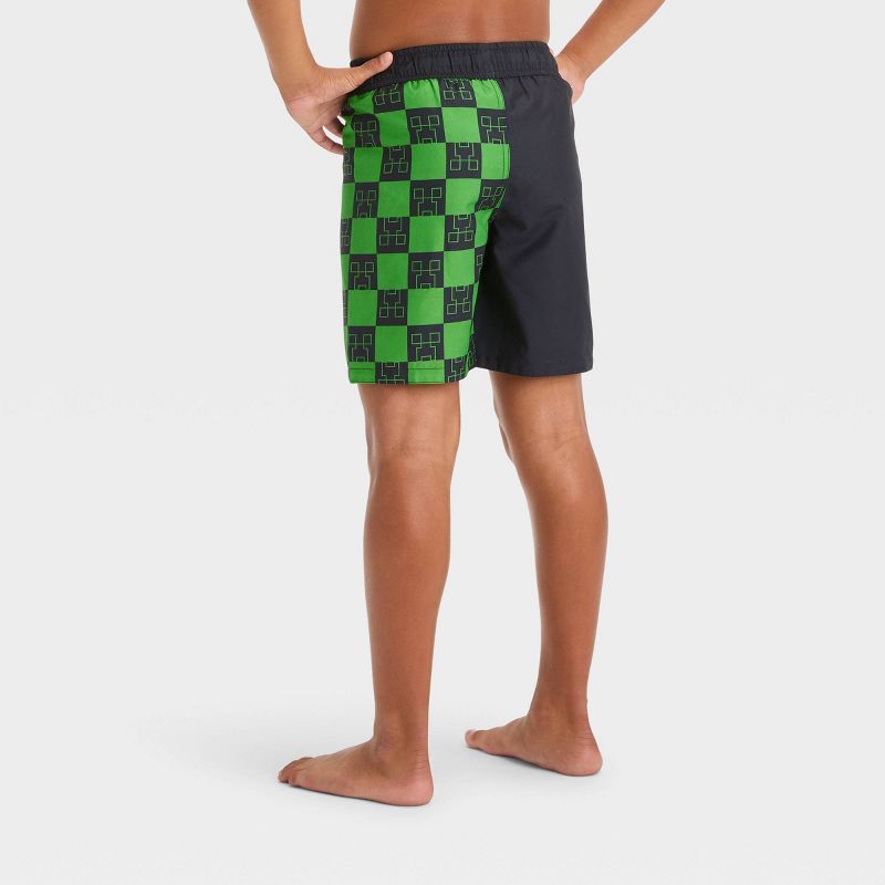 Boys&#39; Minecraft Fictitious Character Swim Shorts - Green, 3 of 4