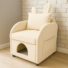 Racxily Bunny-Ear Pet-Friendly Armchair with Built-in Cat & Dog Hideaway, Cozy Dual-Use Sofa Chair with Side Pocket - 3 of 4