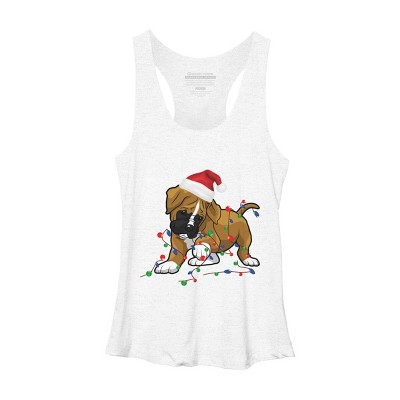 Women's Design By Humans Saint Bernard dog christmas light costume hat santa Fairy lights By Rondes Racerback Tank Top
