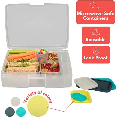 Translucent 6-Piece Bento Lunch Box Set with Multicolor Lids