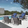 POCASSY Wicker Patio Chairs Set of 4, All Weather Wicker Rattan Patio Chairs, High Back Deep Seat with 4 Accent Table for Porch Balcony Pool - 2 of 4