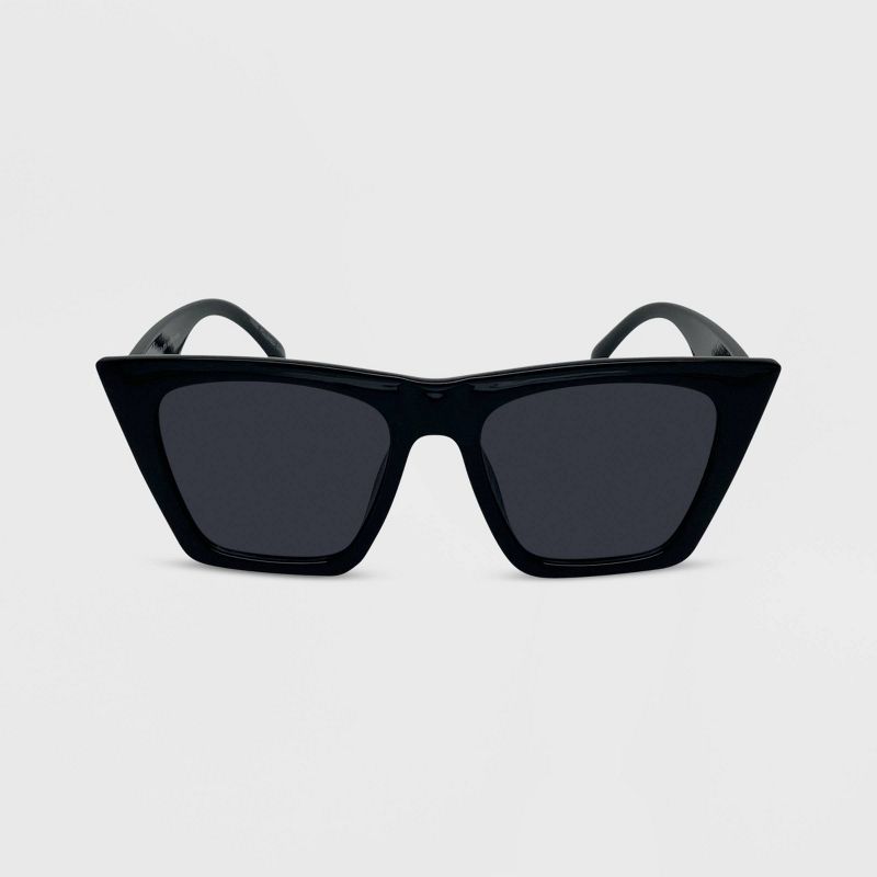 Women&#39;s Plastic Angular Solid Cateye Sunglasses - Wild Fable&#8482; Black, 1 of 5