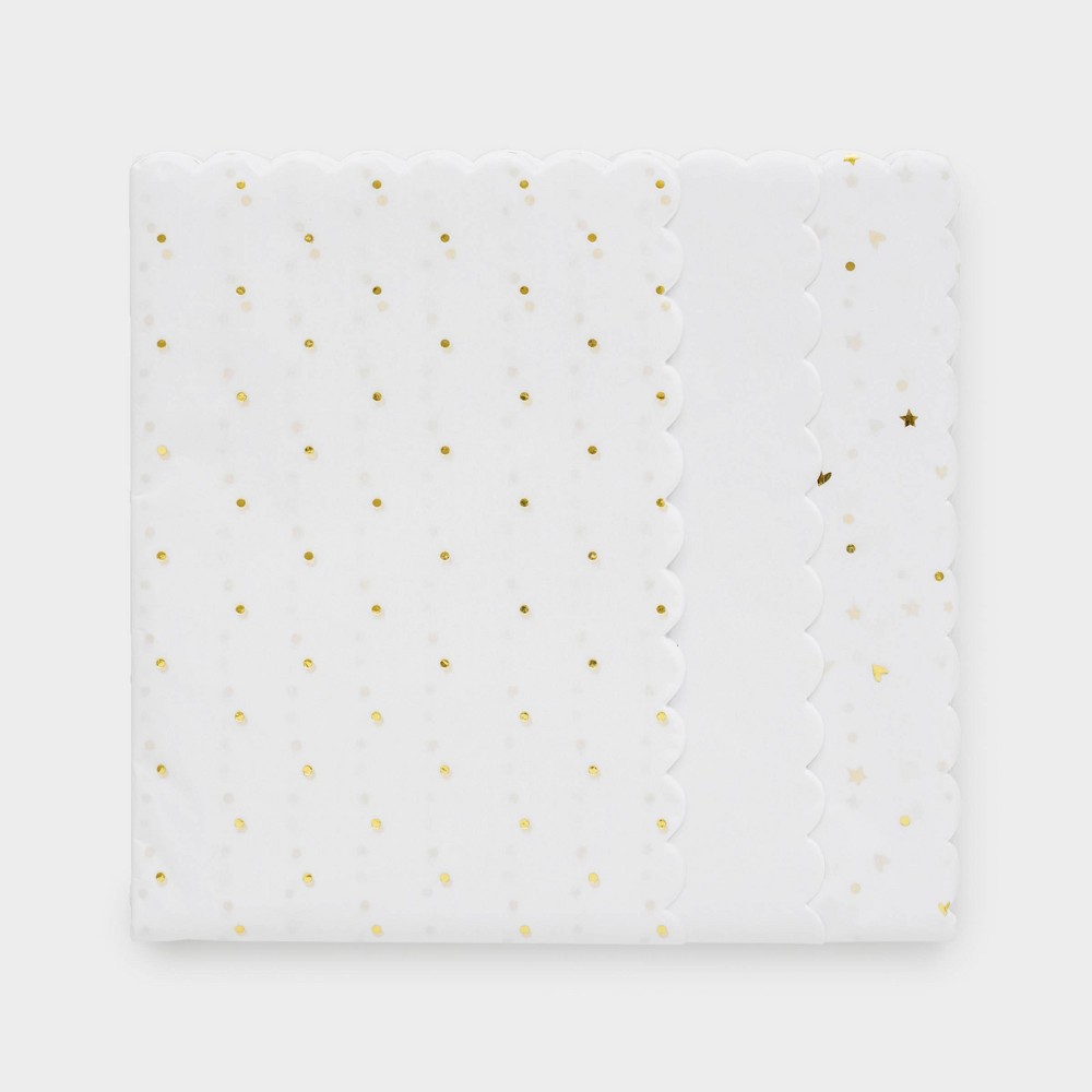 Photos - Other Souvenirs 25ct Tissue Paper with Scallop White/Gold - Sugar Paper™ + Target