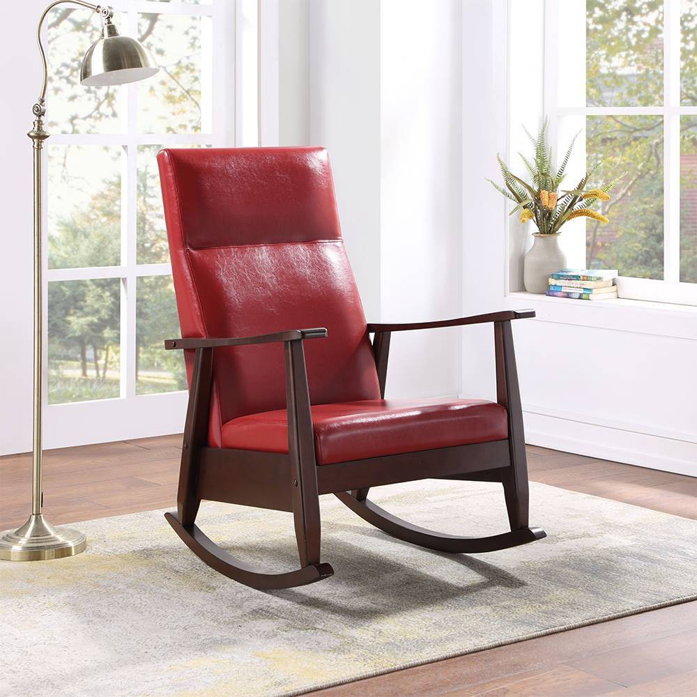 Photos - Rocking Chair 38" Raina Active Sitting Chair Red/Espresso Finish - Acme Furniture